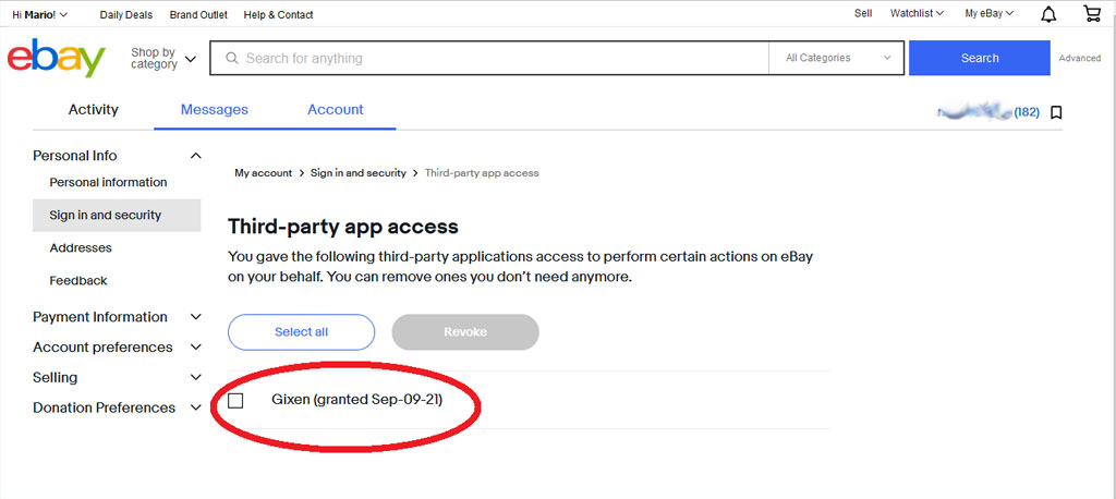 how to get to my ebay third party authorizations